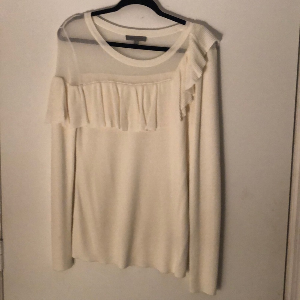 Cable Stitch Asymmetrical Ruffle Sweater XL - Picture 4 of 5
